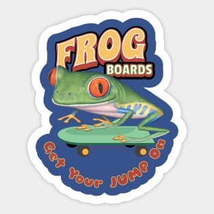 Cute Funny Red Eyed Tree Frog on Skateboard Sticker